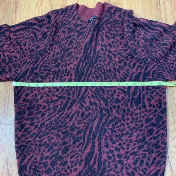 REVOLVE Rails Genevieve Wool Cashmere Burgundy Print Sweater - Picture 11 of 13